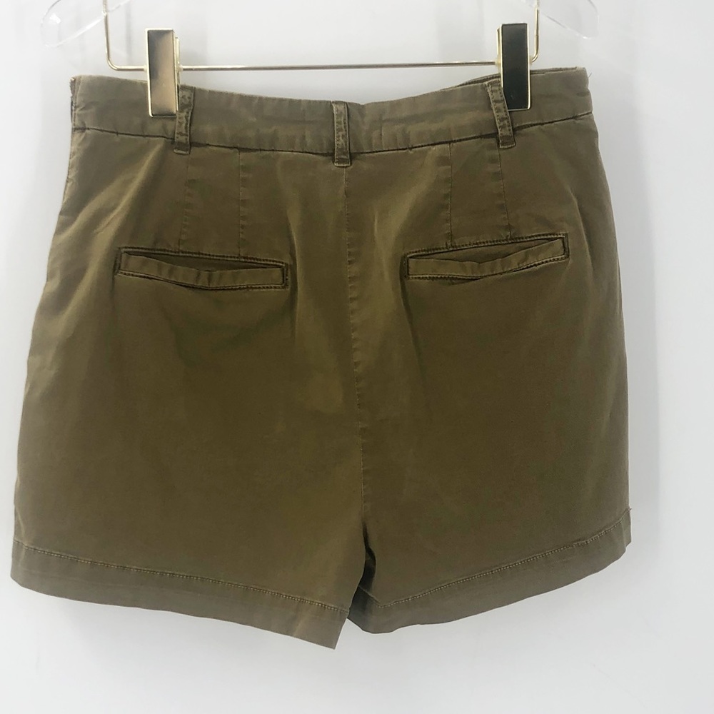 Anthropologie Kelyn Olive Green Pleated High Rise Cuffed Shorts Womens Size 4 - Picture 8 of 9